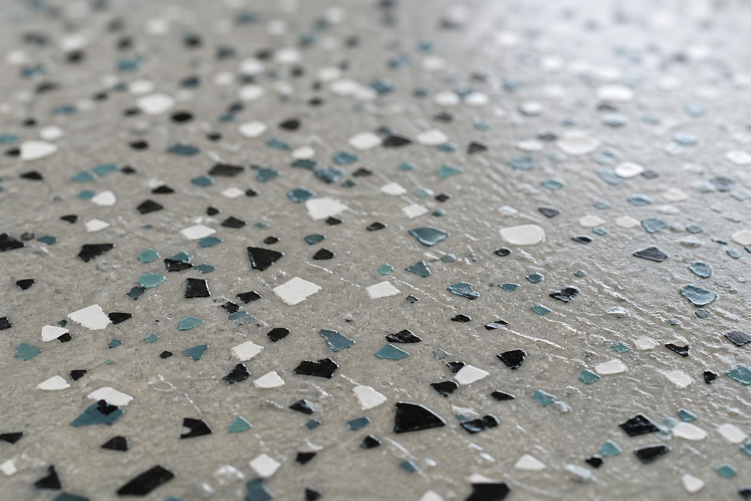 Decorative flake epoxy floor coating detail